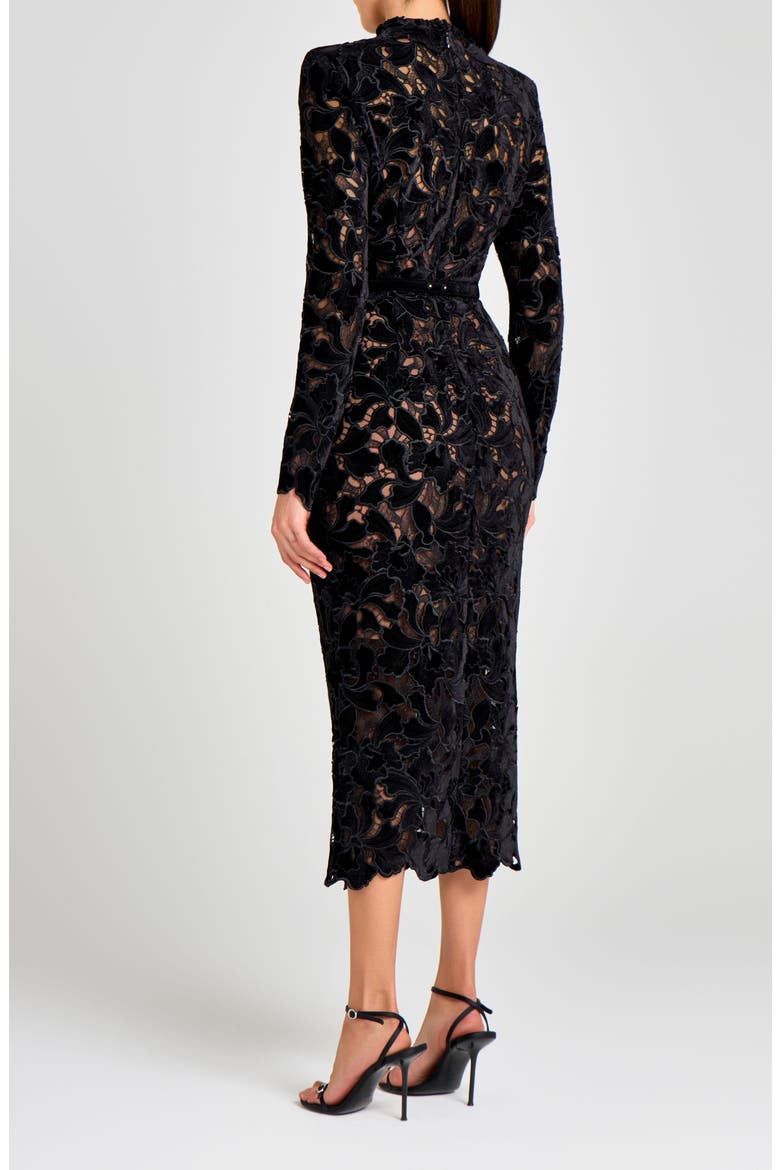Long Sleeve Lace Cocktail Dress, Alternate, color, BLACK