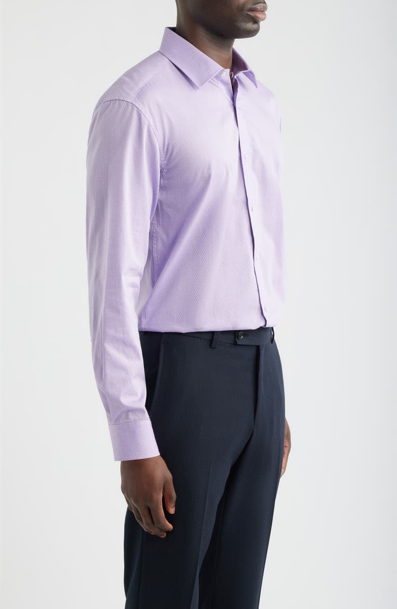 DANIEL HECHTER Modern Fit Light Purple Micropattern Cotton Dobby Dress Shirt, Alternate, color, Purple