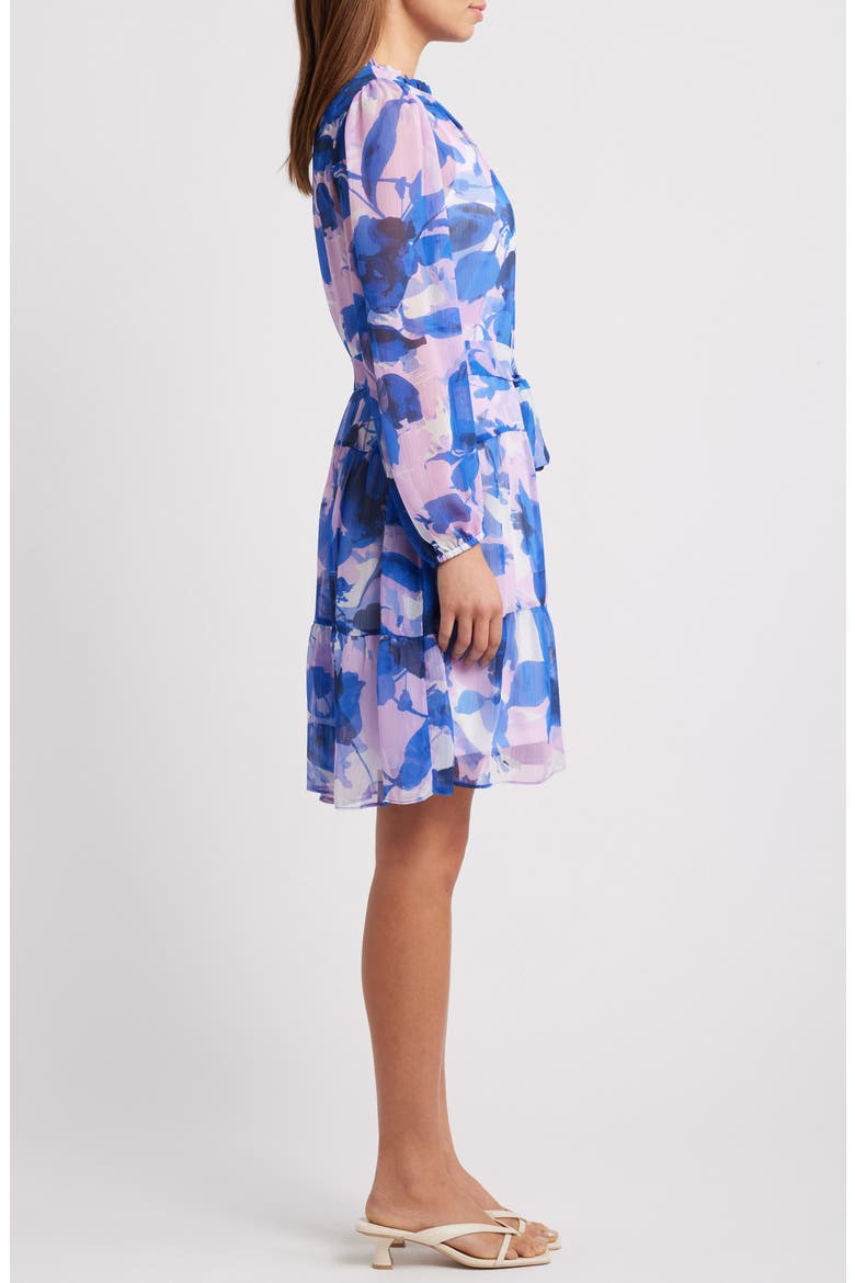 Floral Long Sleeve Tiered Dress, Alternate, color, BLUE MULTI