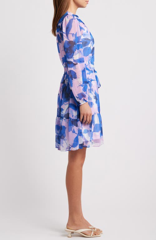 Julia Jordan Floral Long Sleeve Tiered Dress In Blue Multi