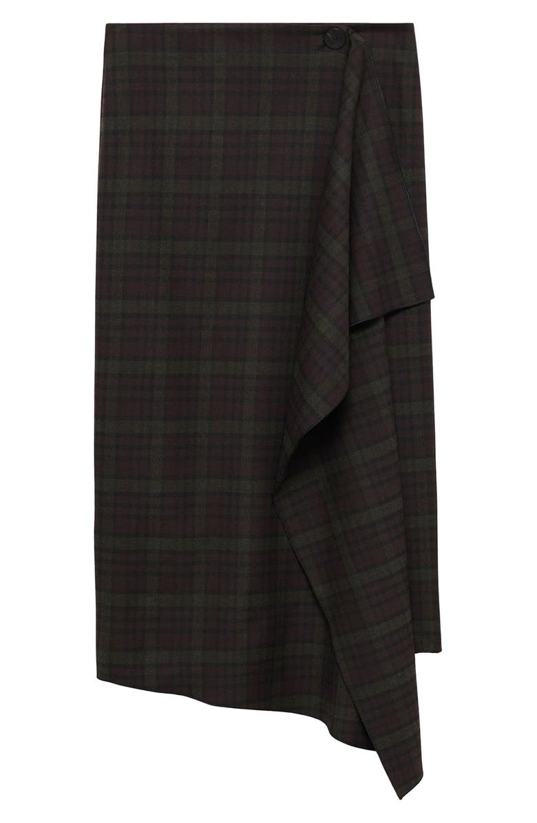 MANGO Check Side Drape Maxi Skirt, Alternate, color,