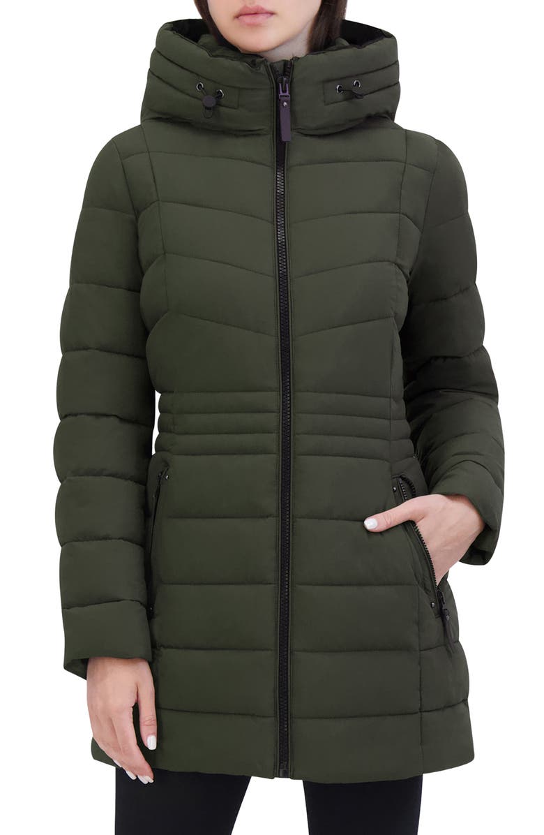 Laundry by Shelli Segal Stretch Puffer Jacket, Main, color, Moss Green