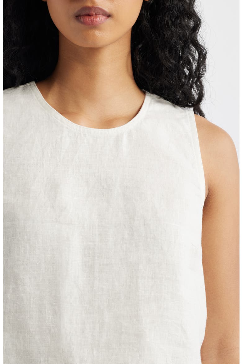 Lace Trim Pleated Linen Shell Top, Alternate, color, IVORY LINEN