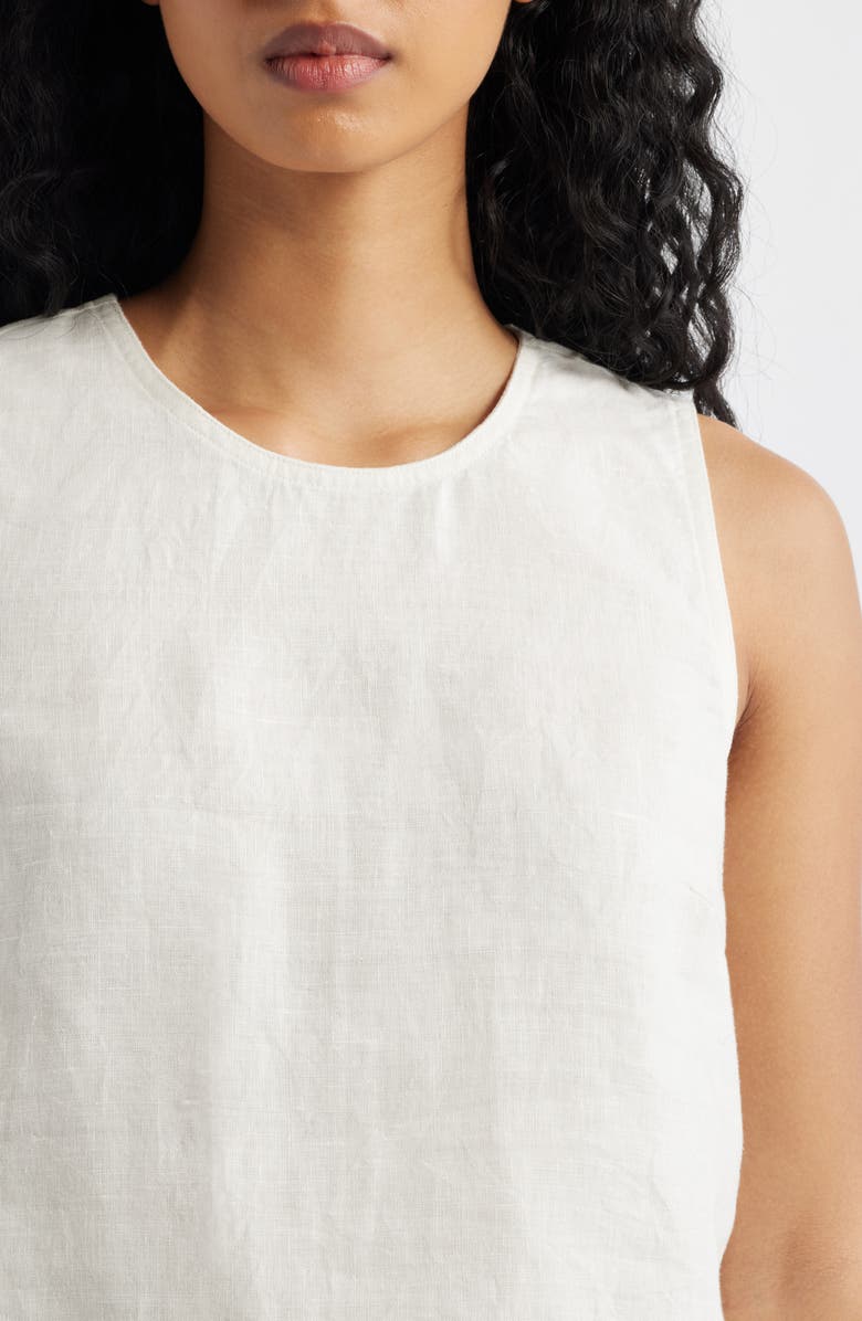 Madewell Lace Trim Pleated Linen Shell Top, Alternate, color, Ivory Linen