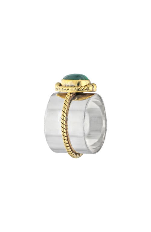 Ys Gems Two-tone Malachite Ring In Green