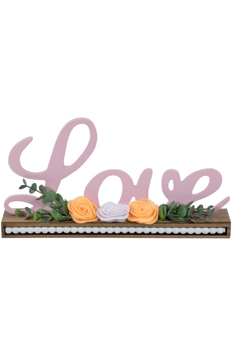 Northlight Love with Flowers Wooden Valentine's Day Sign - 11.25", Main, color, Pink
