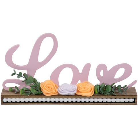 Love with Flowers Wooden Valentine's Day Sign - 11.25"