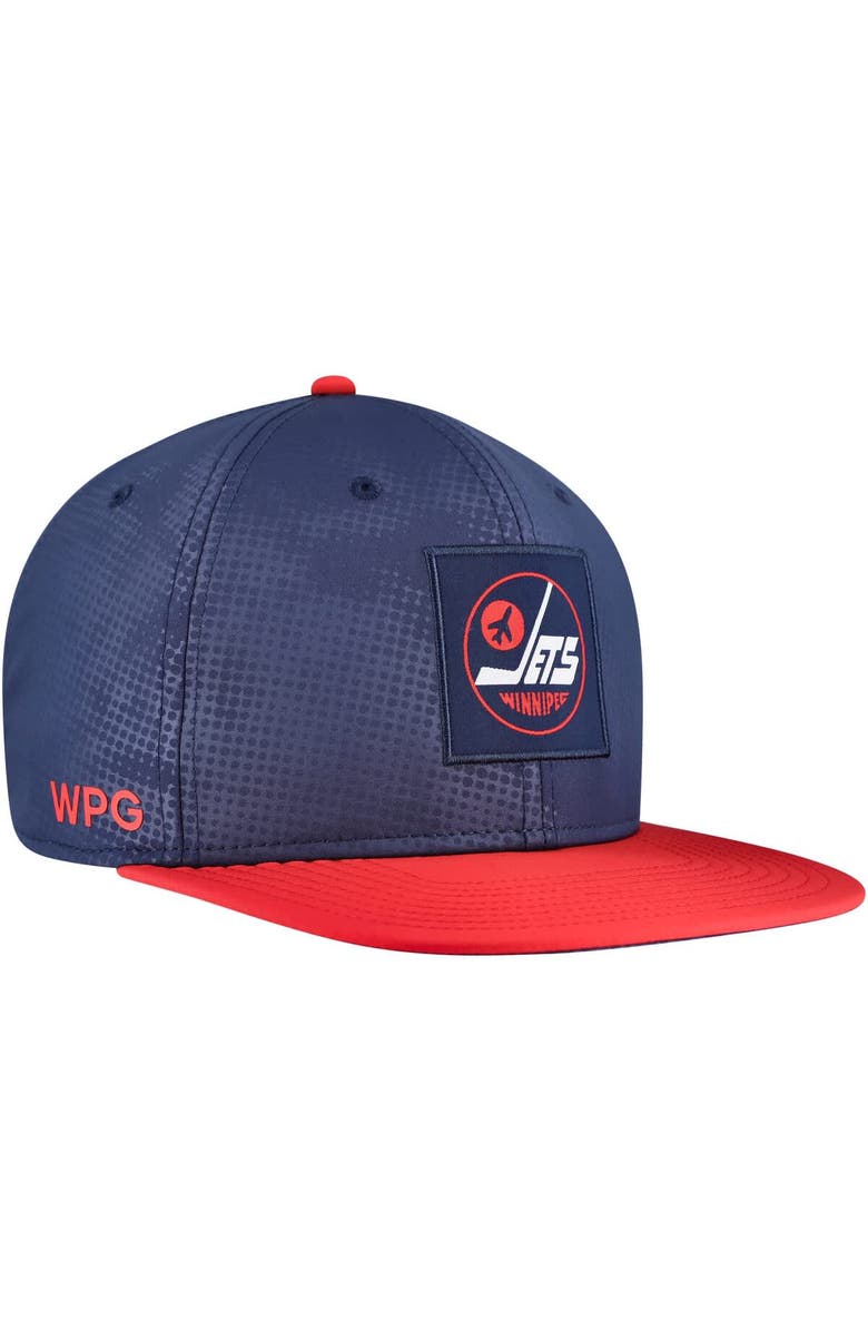 FANATICS Men's Fanatics Navy/Red Winnipeg Jets Authentic Pro Rink Snapback Hat, Main, color, Navy