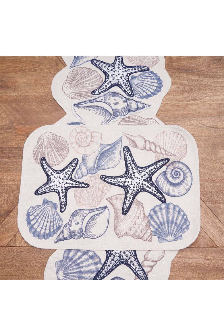 Vintage Shells Collection Machine Washable Novelty Shaped Table Runner 14" x 51", Alternate, color, Beige