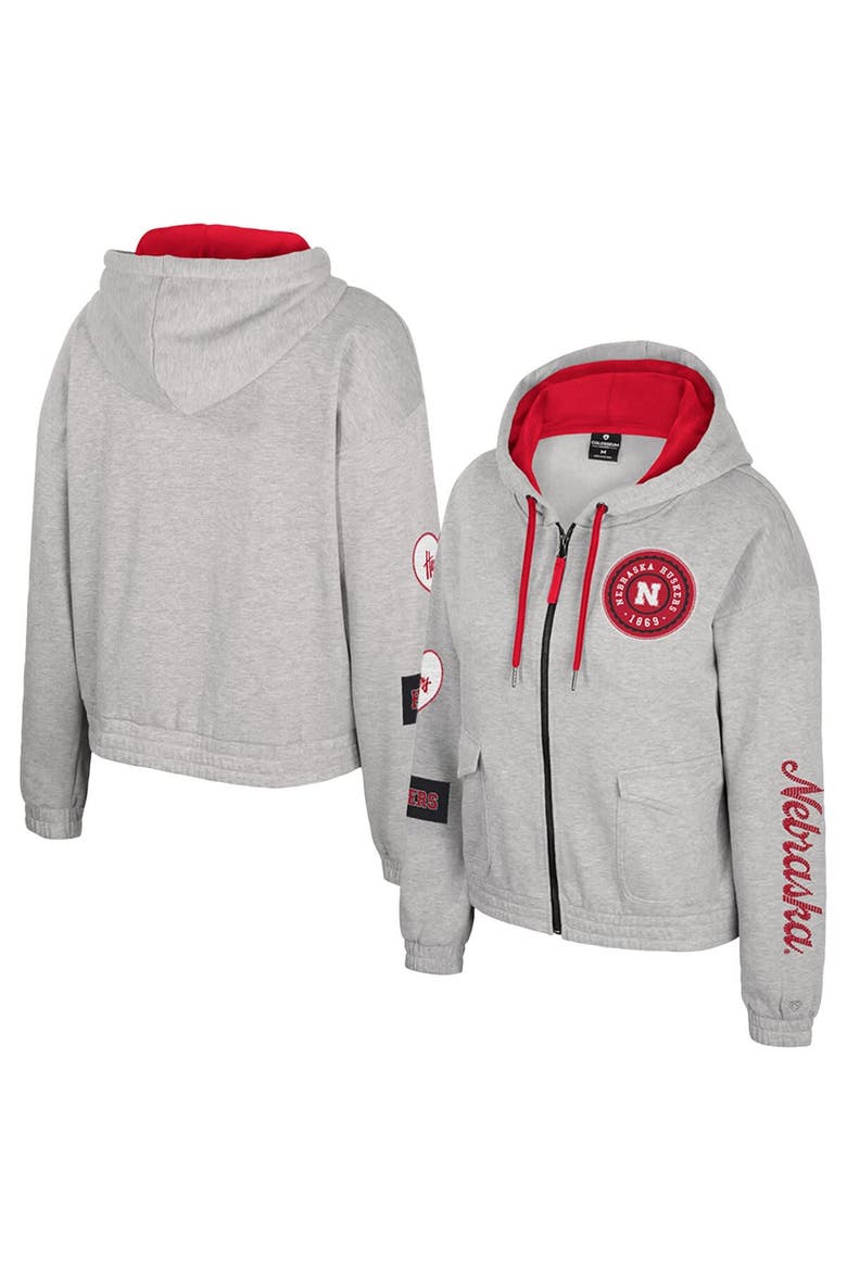Women's Colosseum Gray Nebraska Huskers Alfie Full-Zip Hoodie Jacket, Main, color, Gray