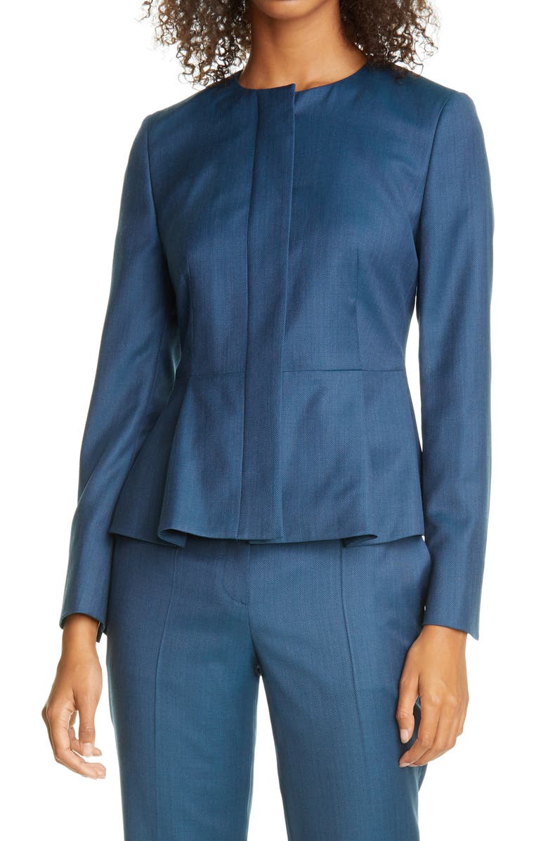 BOSS Jatoba Peplum Wool Jacket, Main, color, 
