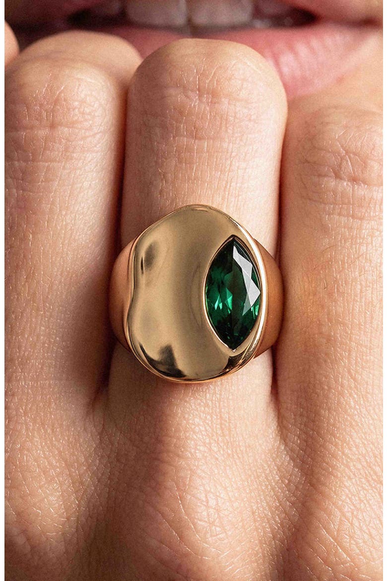 Liquid Crystal Cubic Zirconia Statement Ring, Alternate, color, GREEN