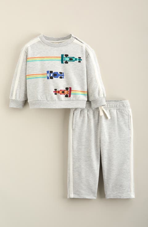 Sporty Graphic Sweatshirt & Pants Set