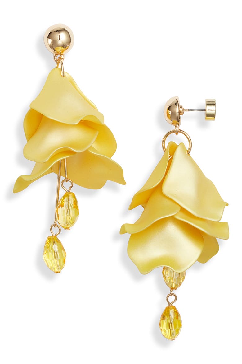 Petal Chandelier Drop Earrings, Main, color, YELLOW- GOLD