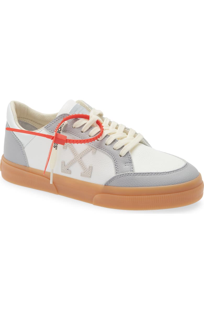 Off-White Low Vulcanized Leather Sneaker, Main, color, White - Light Blue