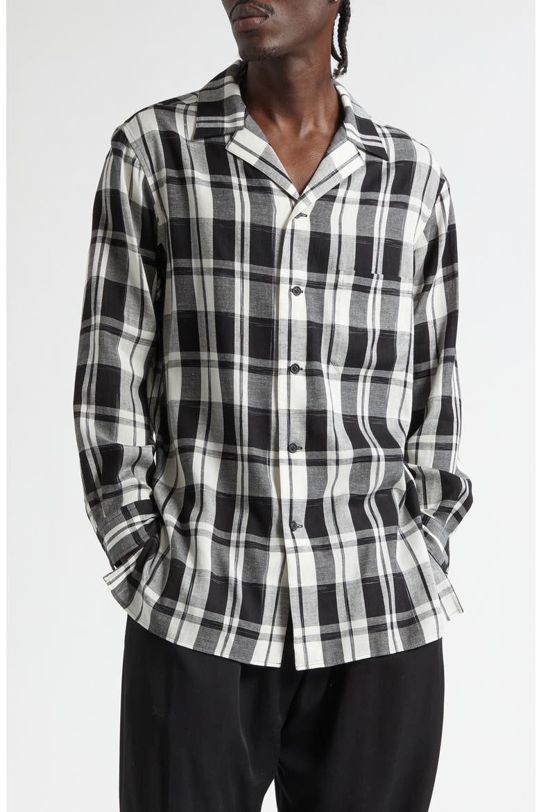 Khadi Plaid Button-Up Shirt, Main, color, BLACK