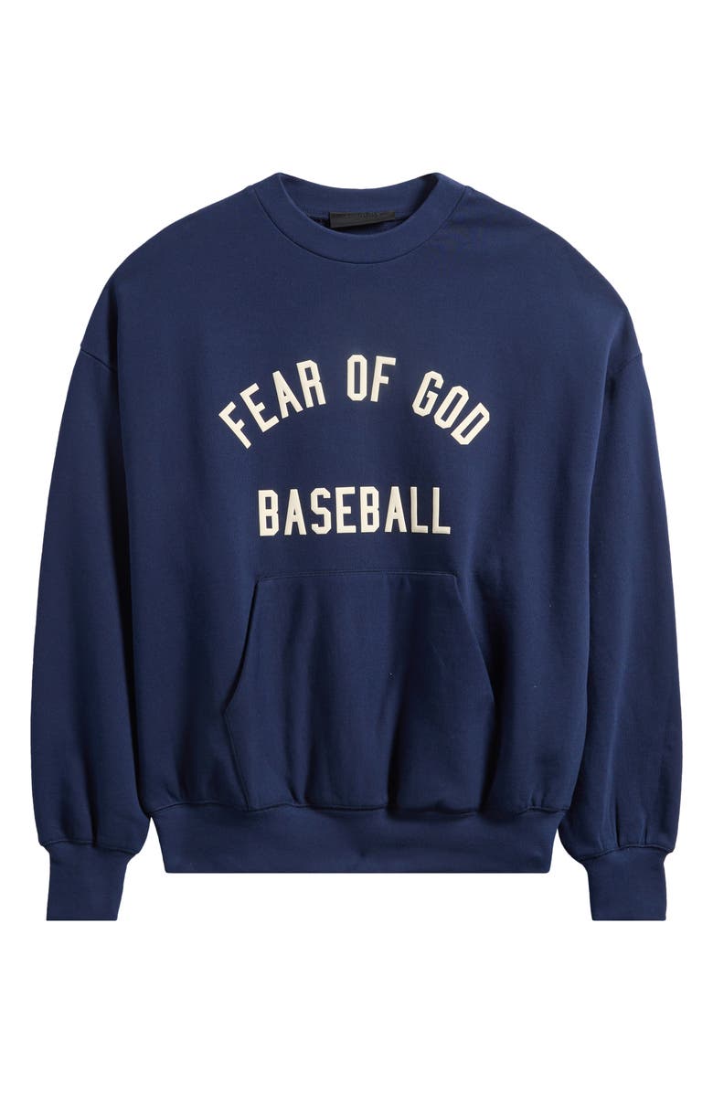 Fear of God Essentials MLB Sport Crewneck Cotton Sweatshirt, Alternate, color, Midnight Navy