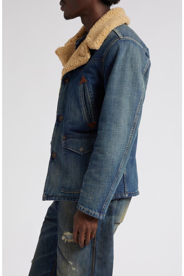 Hitching Faux Shearling Lined Denim Jacket, Alternate, color, HITCHING WASH