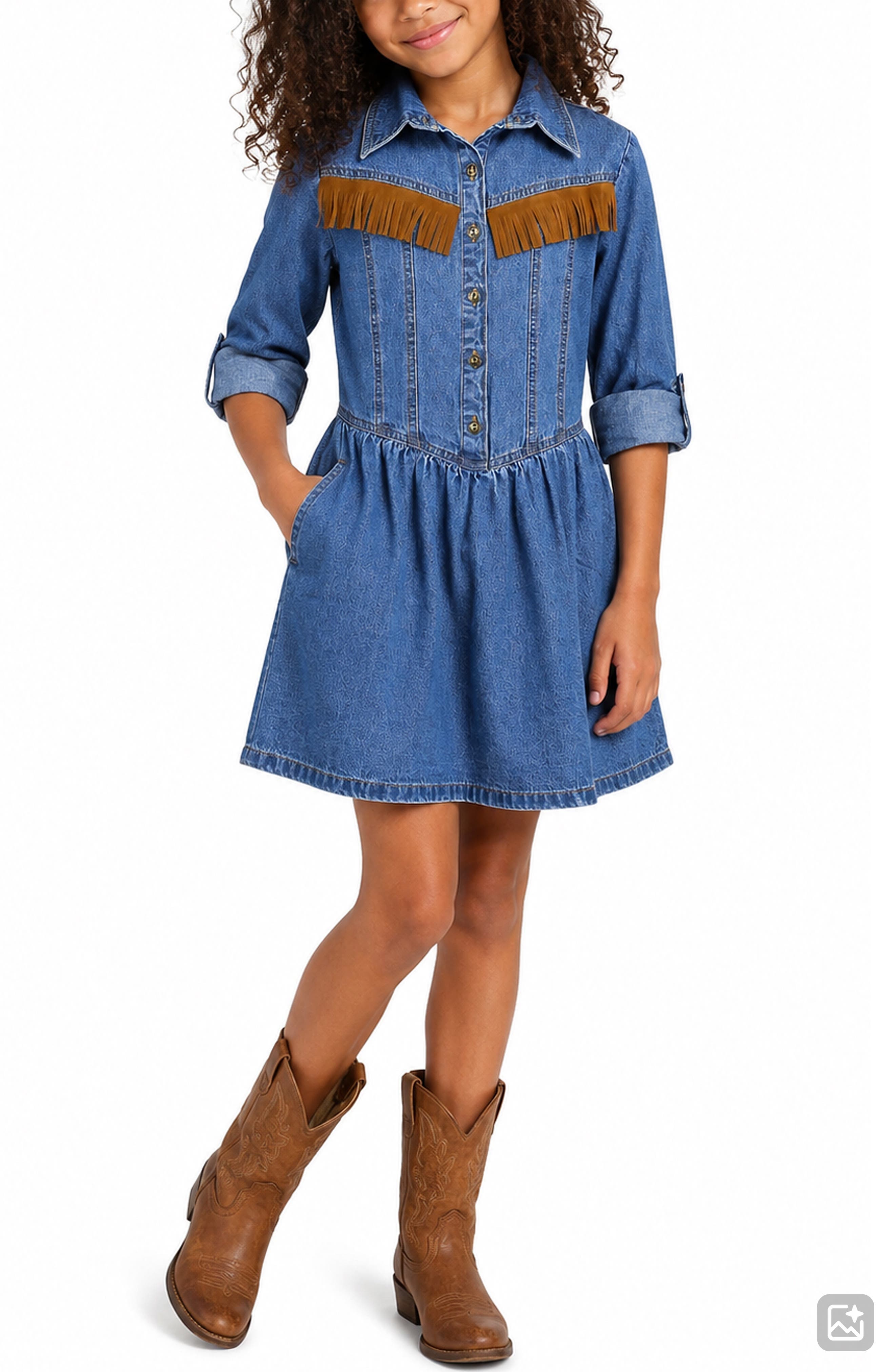 Zunie Kids' Western Drop Waist Denim Dress | Nordstromrack