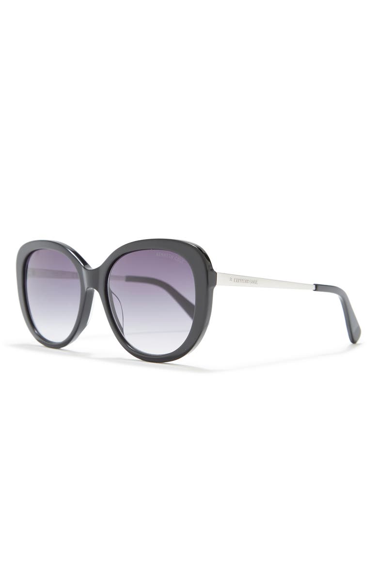 Kenneth Cole 56mm Cat Eye Sunglasses, Alternate, color, Shiny Black / Gradient Blue