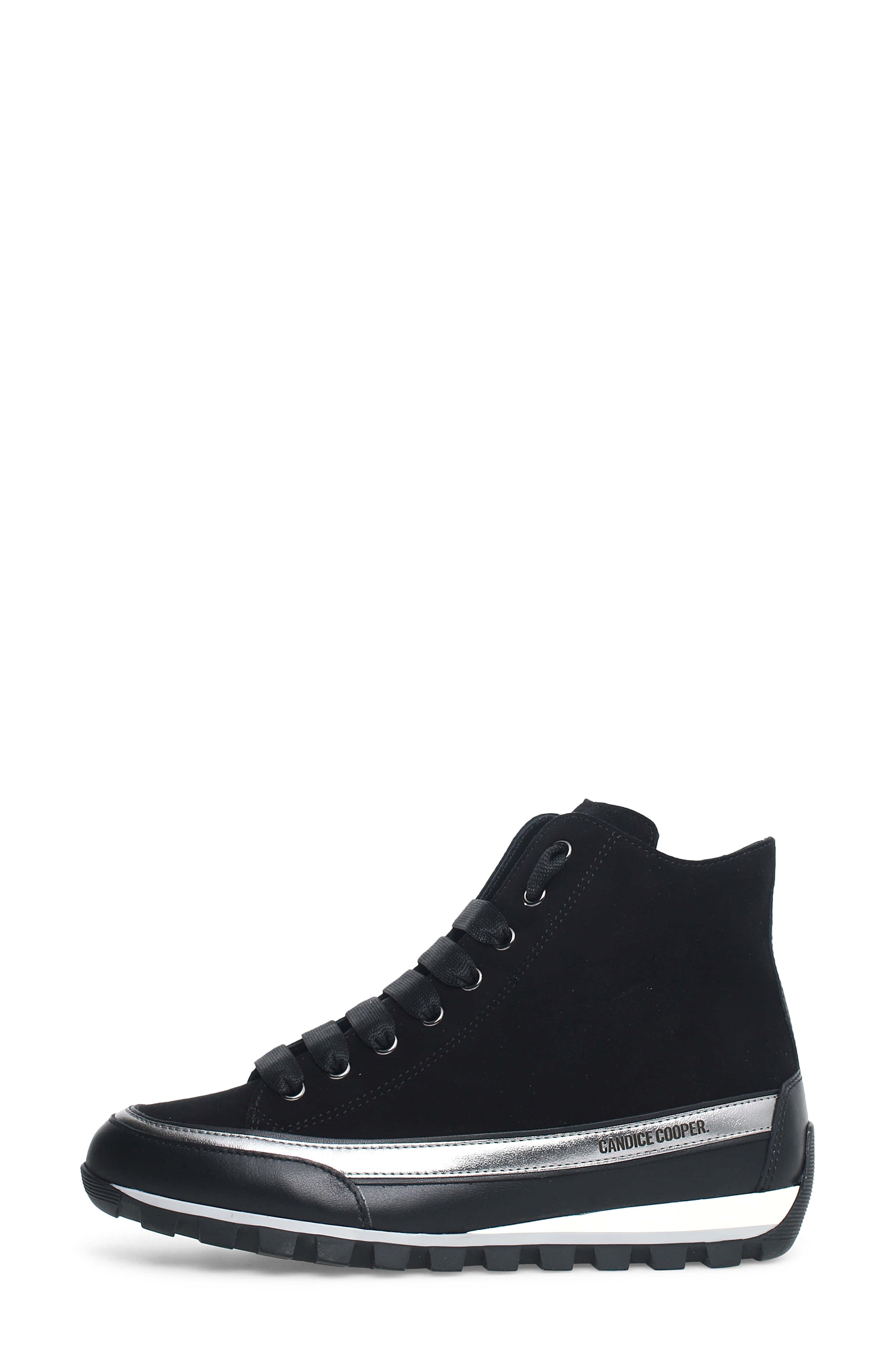 Candice Cooper Janis Strip High Top Sneaker, Alternate, color, Black