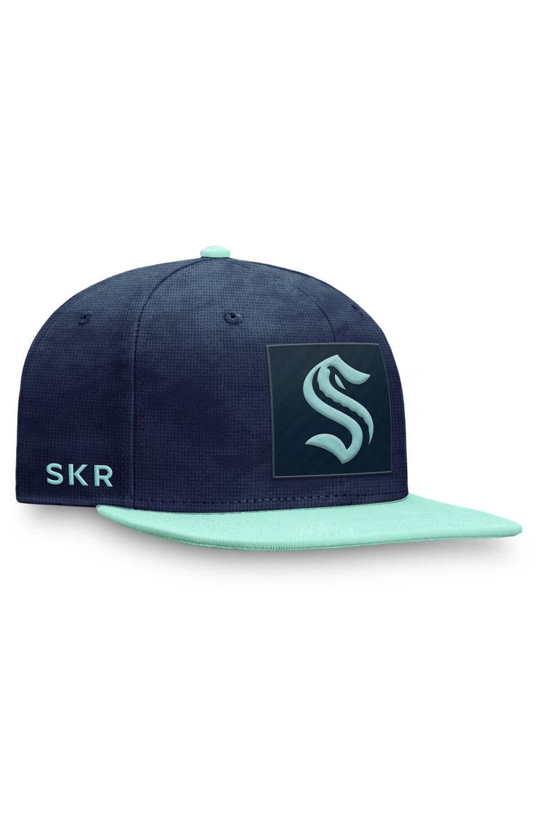 Men's Fanatics  Deep Sea Blue/Light Blue Seattle Kraken Authentic Pro Rink Snapback Hat, Alternate, color, Navy