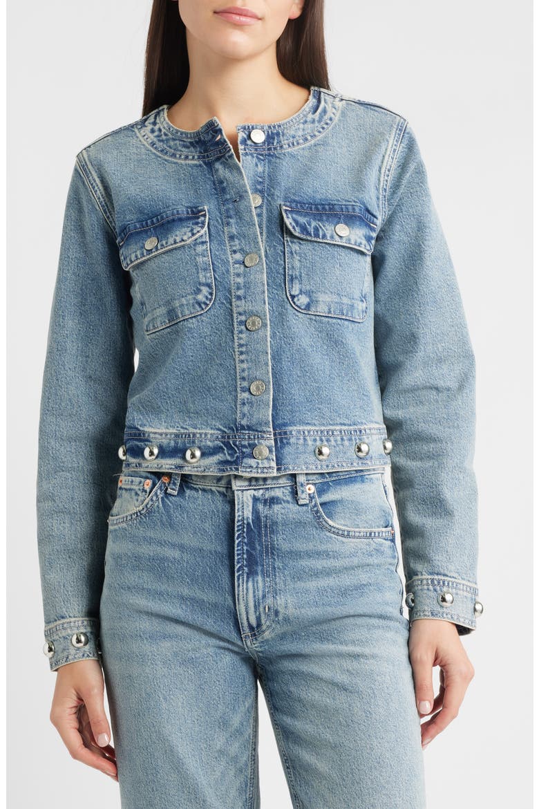 Capistrano Crop Denim Jacket, Alternate, color, DESERT SKY STUDDED
