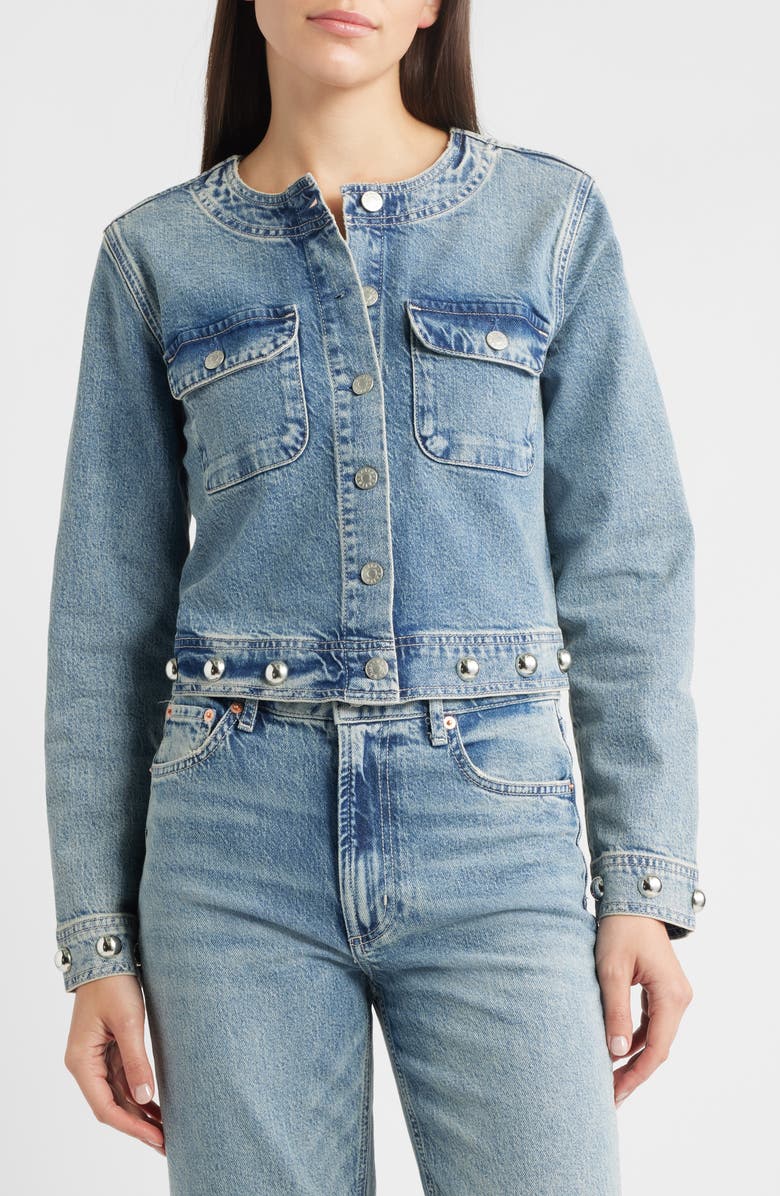 Rails Capistrano Crop Denim Jacket, Alternate, color, Desert Sky Studded