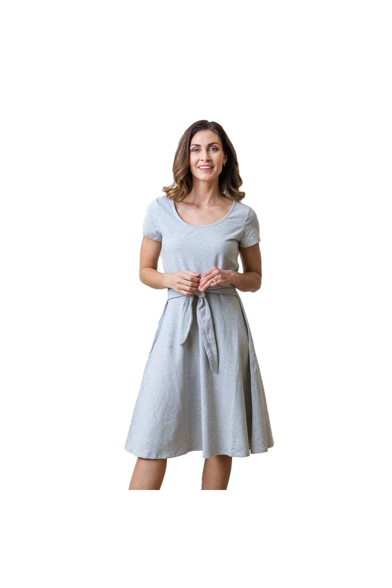 Women's Organic Cotton Tie-Waist Knit Dress, Main, color, Gray Heather Solid