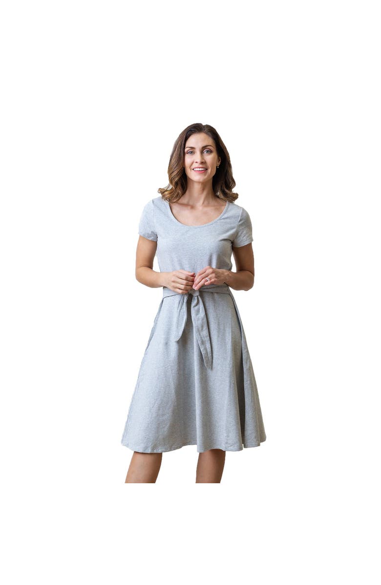 Hope & Henry Women's Organic Tie-Waist Knit Dress, Main, color, Gray Heather Solid