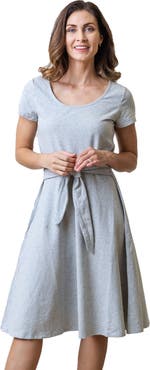Hope & Henry Women's Organic Cotton Tie-Waist Knit Dress