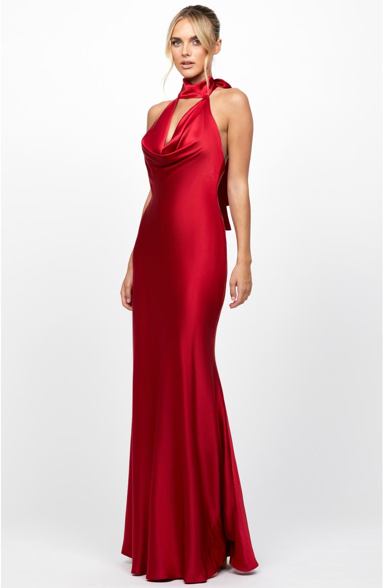 Bariano Kylee Halter Cowl Maxi, Main, color,