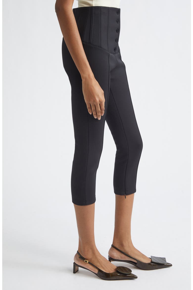 The Arlésien Stretch Blend Corset Capri Pants, Alternate, color, BLACK
