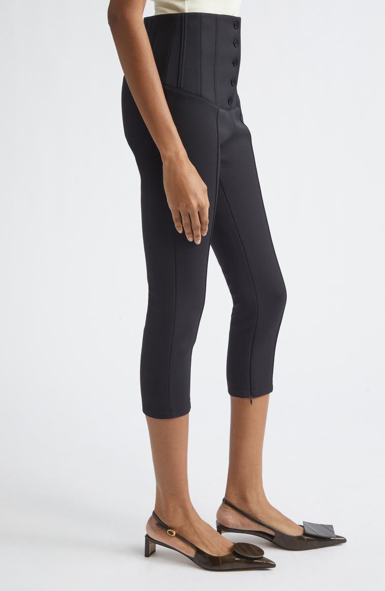 Jacquemus The Arlésien Stretch Blend Corset Capri Pants, Alternate, color, Black