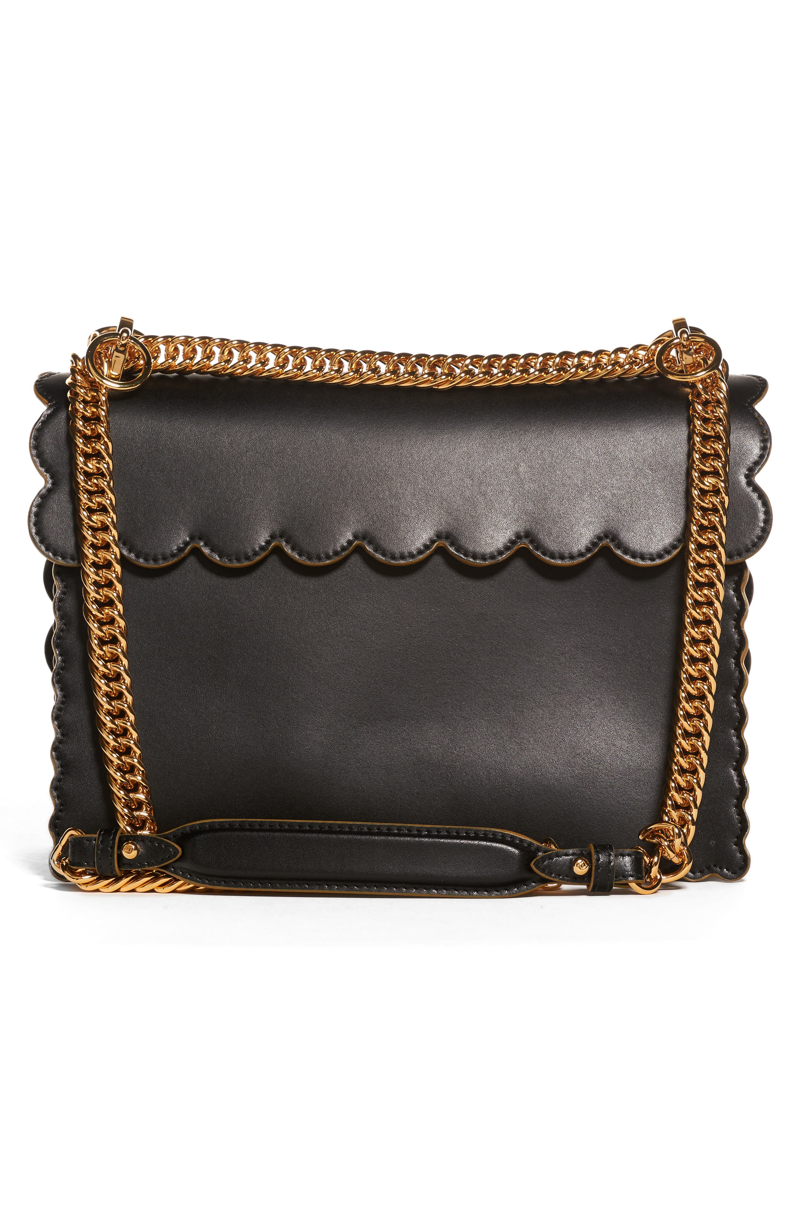 Fendi Kan I Scallop Leather Shoulder Bag, Alternate, color, 