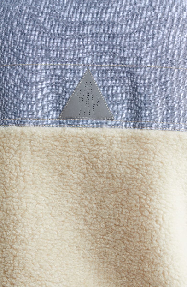 Moncler Grenoble High Pile Fleece & Chambray Vest, Alternate, color, Oyster Gray