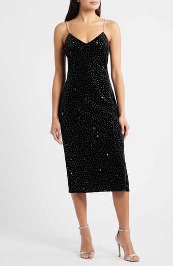 Velvet Rhinestone Embellished Midi Slipdress