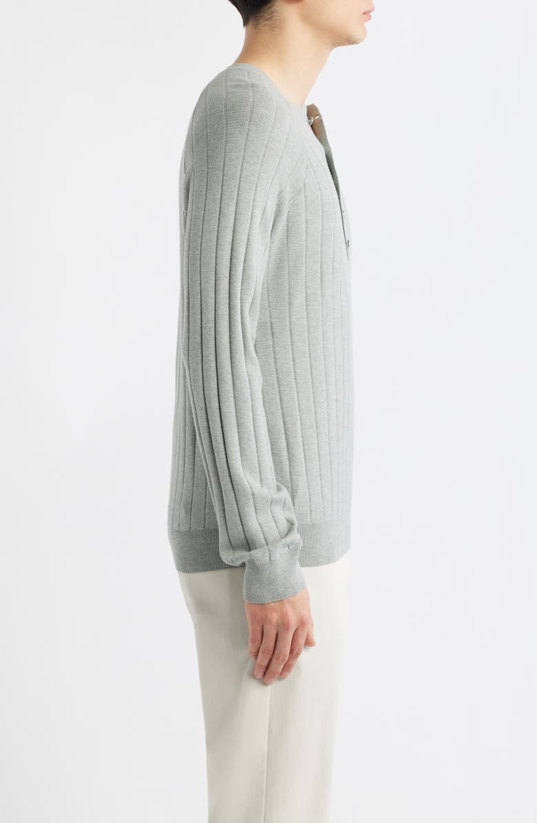 Reiss Andres Ribbed Henley Sweater, Alternate, color, Sage Green