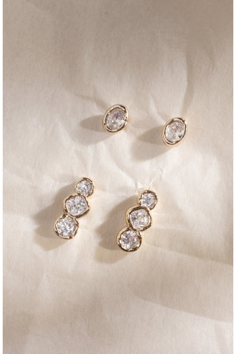 Tova Bezel Set Drop Stud Earrings, Alternate, color, Gold Vermeil