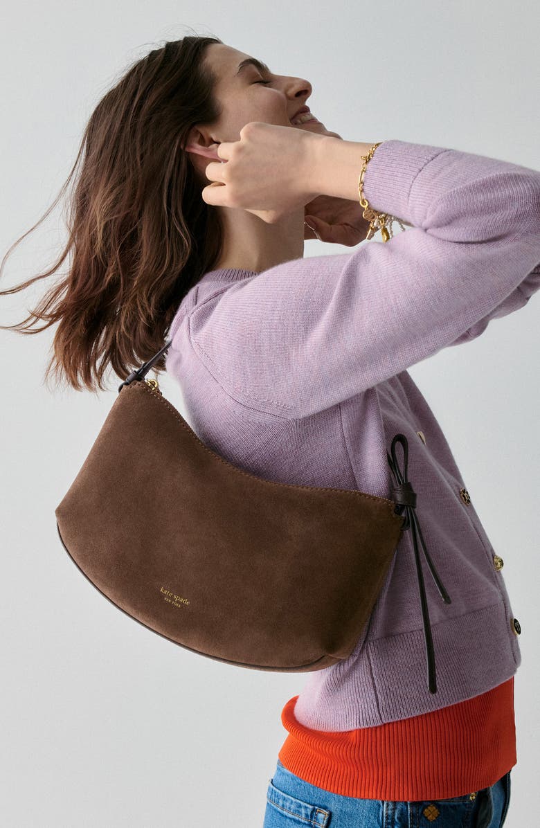 Kate Spade New York loop suede shoulder bag, Alternate, color, Hot Fudge Multi