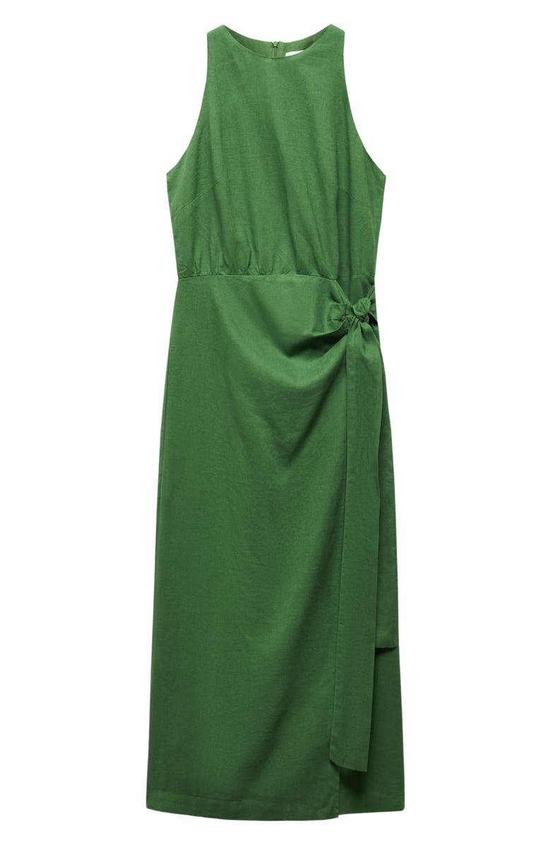 MANGO Faux Wrap Linen Blend Midi Dress | Nordstrom