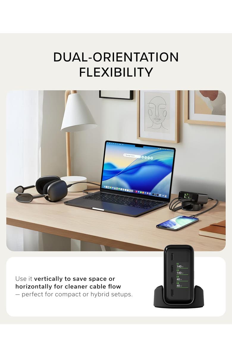 Satechi 140W Desktop Charger with Digital Display, Alternate, color, Space Black