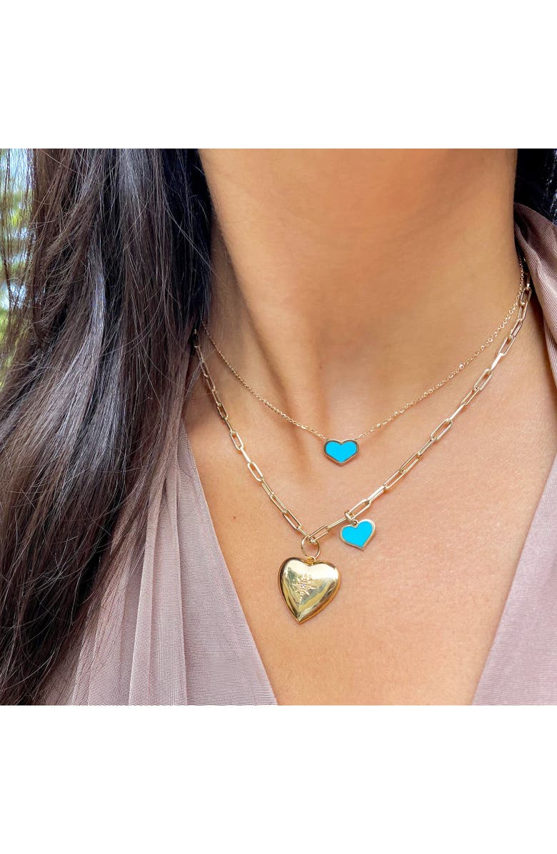 The Lovery Fine Jewelry Turquoise Heart Charm, Alternate, color, Turquoise