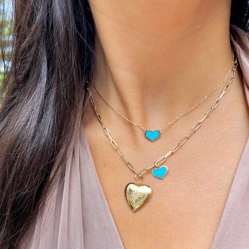 The Lovery Fine Jewelry Turquoise Heart Charm In Gold