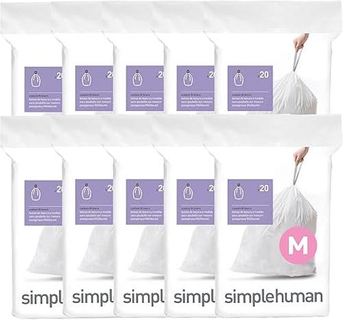 Simplehuman Code M Custom Fit Liners With Quick Dispense Packs In White