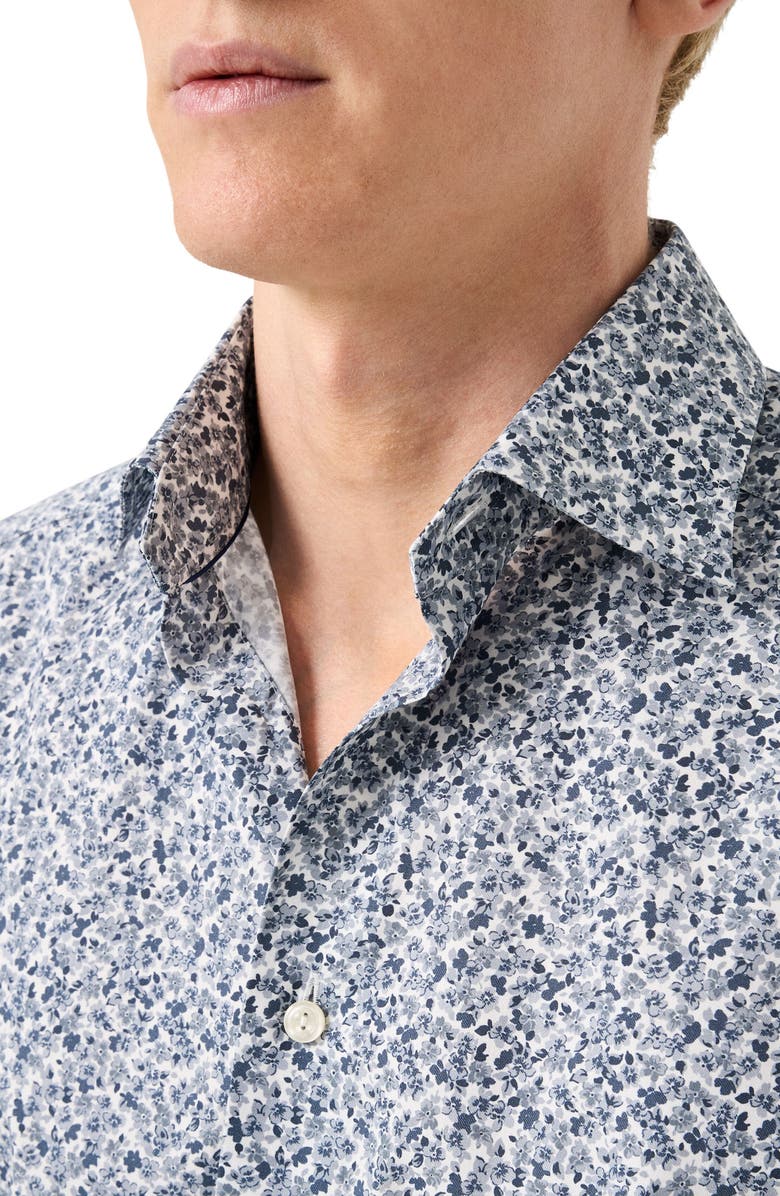 Eton Contemporary Fit Floral Cotton Dress Shirt, Alternate, color, Medium Grey