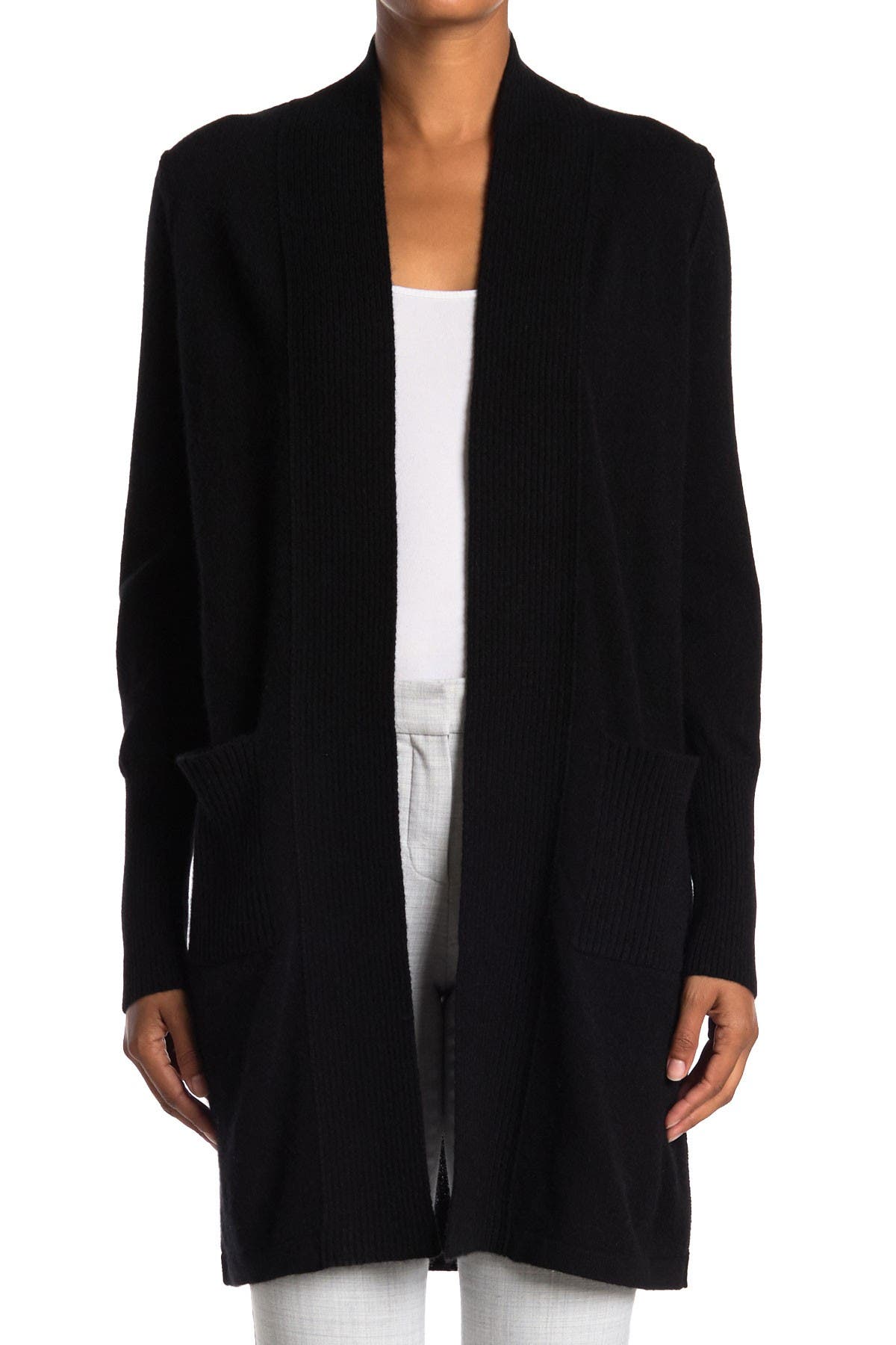 Magaschoni Ribbed Open Front Cashmere Long Cardigan (Women) | Nordstromrack