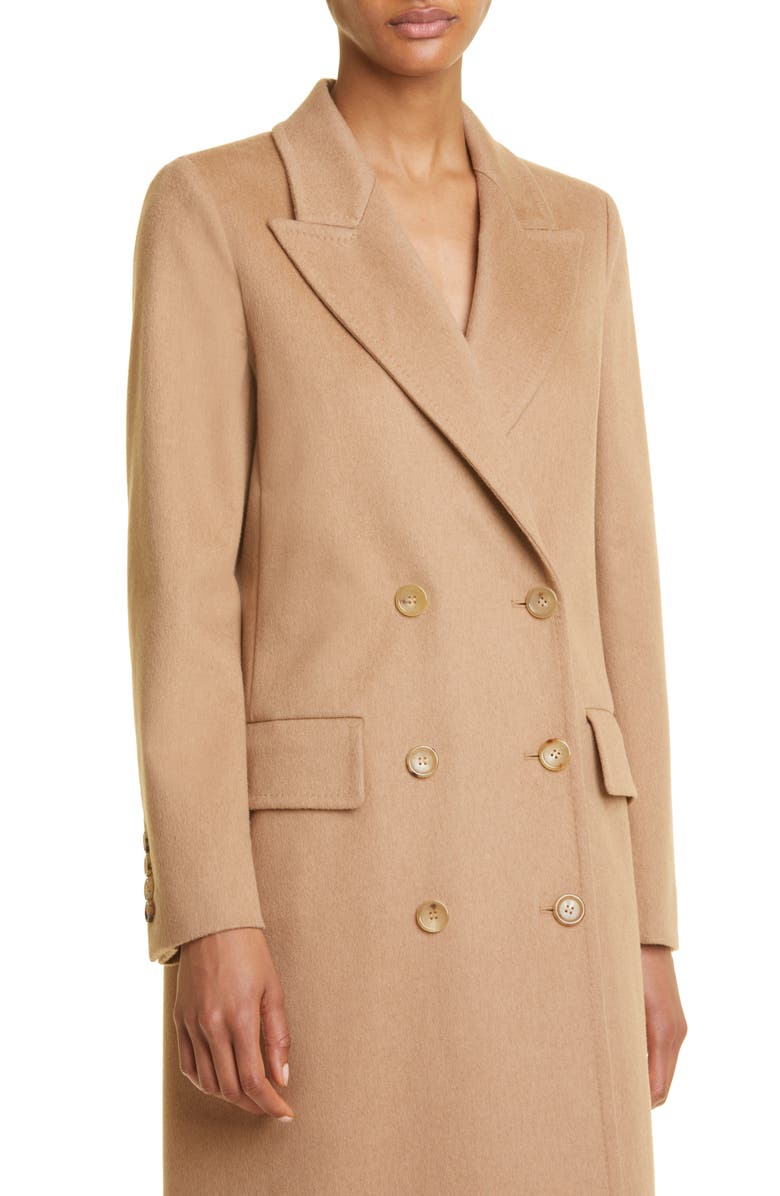 Max Mara Elmi Double Breasted Camel Hair Coat, Alternate, color, 