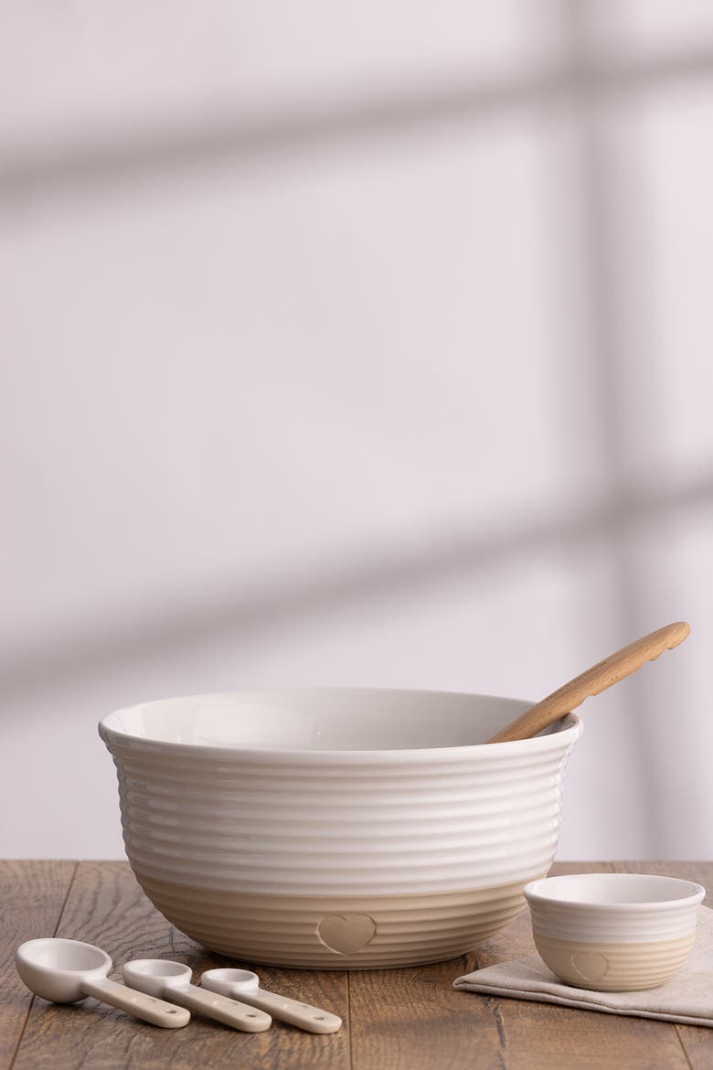 Rustic Charm Mixing Bowl, 10.2" Stoneware Mixing Bowl, Alternate, color, Beige