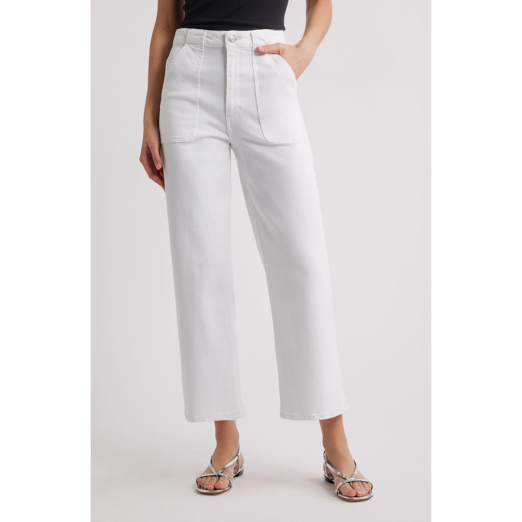 Shop Frame The Modern Pocket Wide Leg Jeans In White